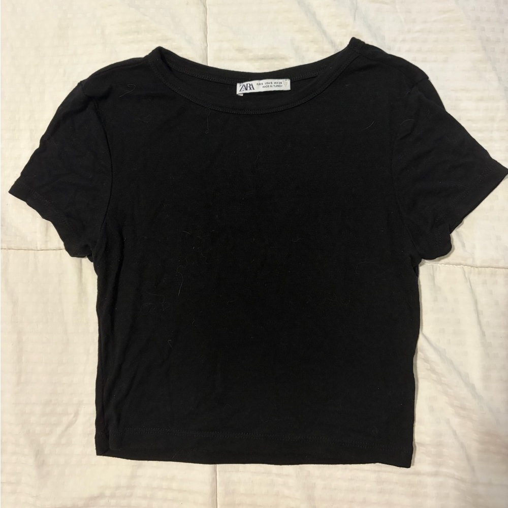 Zara Black Cotton Crop Top
